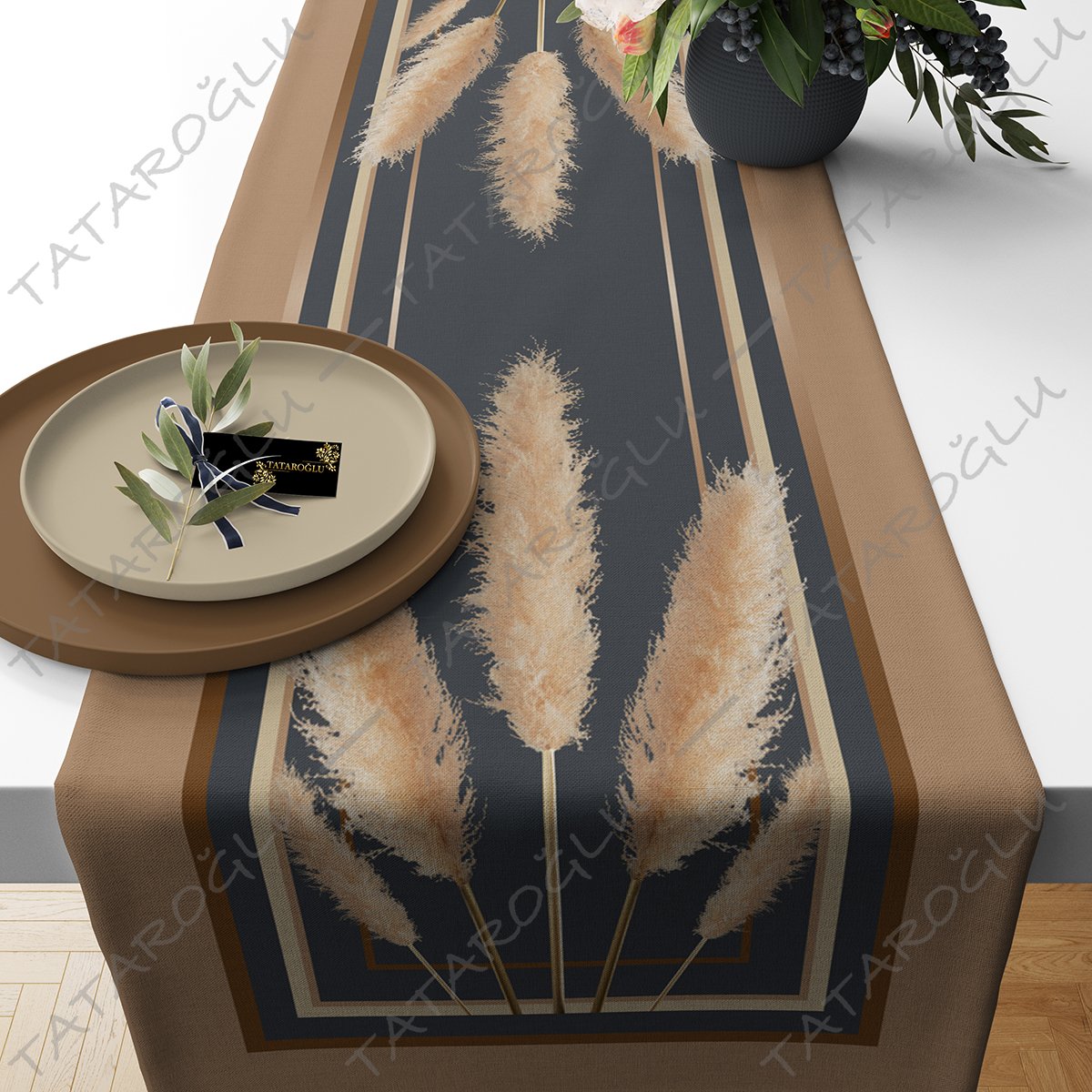 50 cm'lik Runner Pampas Desenli Kumaş
