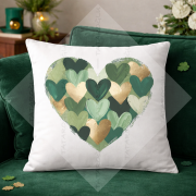 Yeşil Altın Kalp 45x45 2’li Kırlent Paneli | St. Patrick Dekoratif Polyester Kumaş