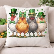 St. Patrick Tavuklar 45x45 2’li Kırlent Paneli | Lucky Dekoratif Polyester Kumaş