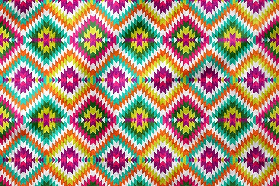 Geometrik Renkli Kilim Desenli Dijital Baskı Kumaş