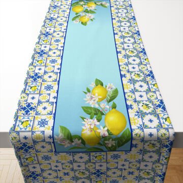 Çini Zeminli Limonlu Runner Runner Dikilmemiş
