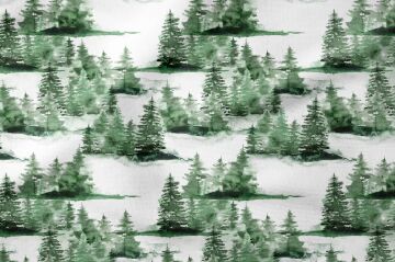 Yılbaşı Koleksiyonu- Winter Wonder Collection, Sihirli Çam Ormanları Desenli Fresh Kumaş