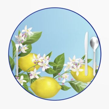 Çini Zeminli Limonlu Runner Supla 3'lü Set Dikilmemiş
