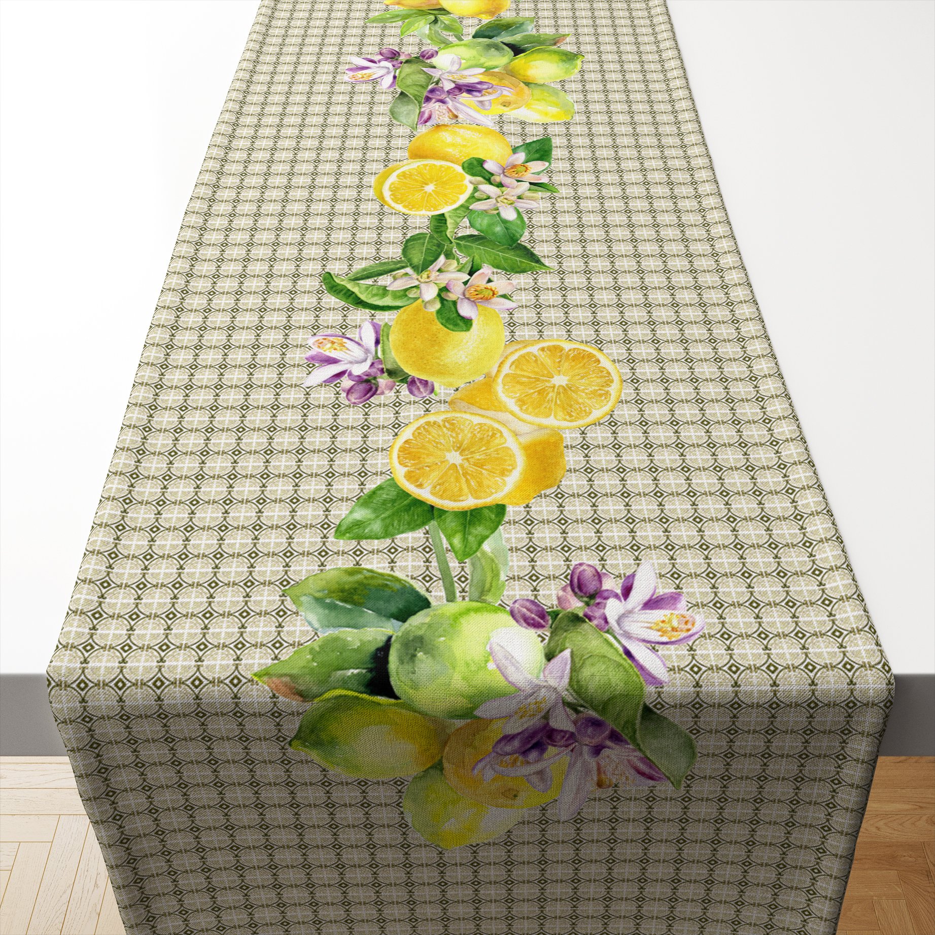 Etnik Zeminli Limon Runner Dikilmemiş