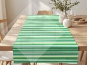 St. Patrick’s Day Yeşil Tonlu Yatay Çizgili Petek Dokulu Polyester Kumaş 50x142 cm – Dikilmemiş Masa Runner