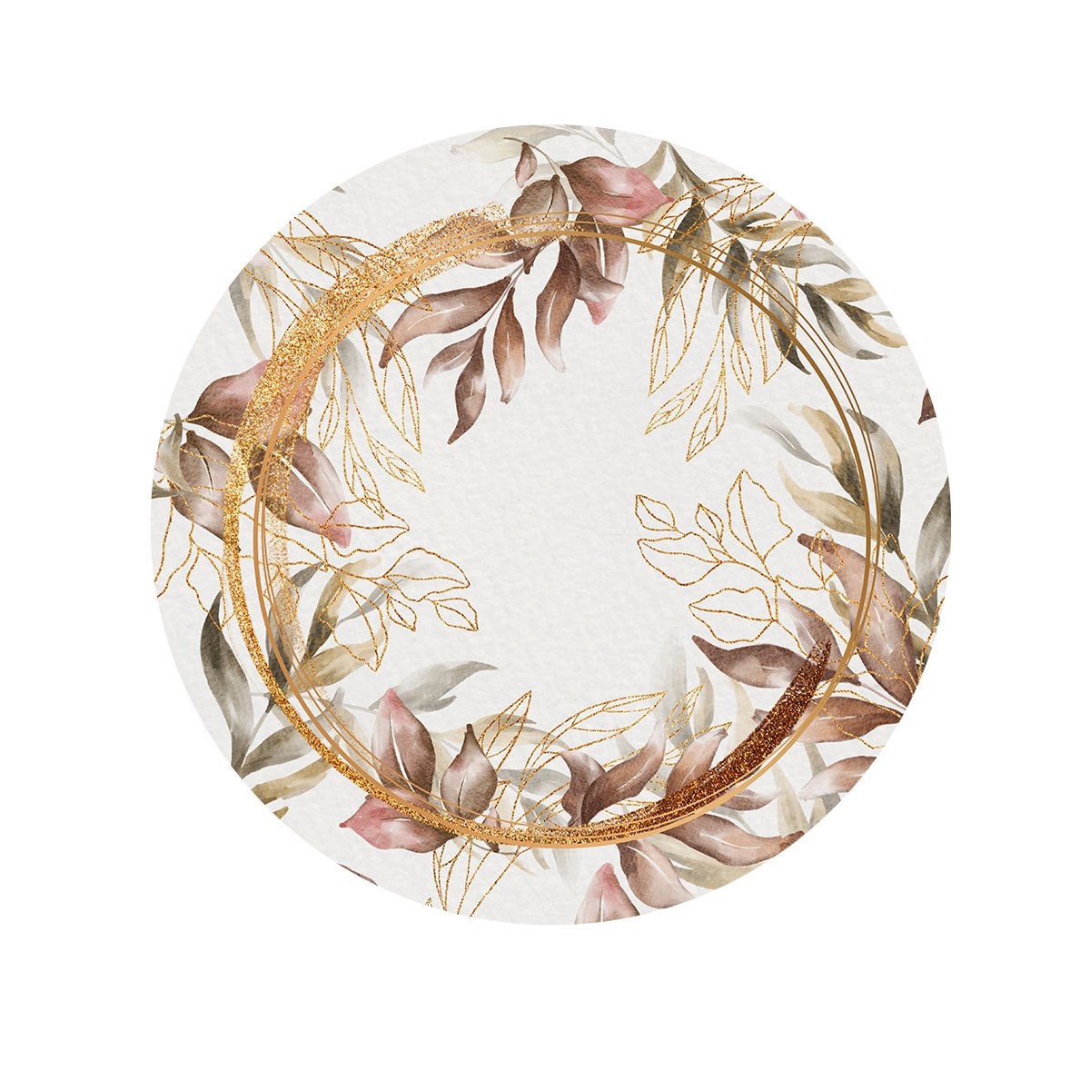 Gold and Leaf Detailed Serving Plate - Plate Set of 3