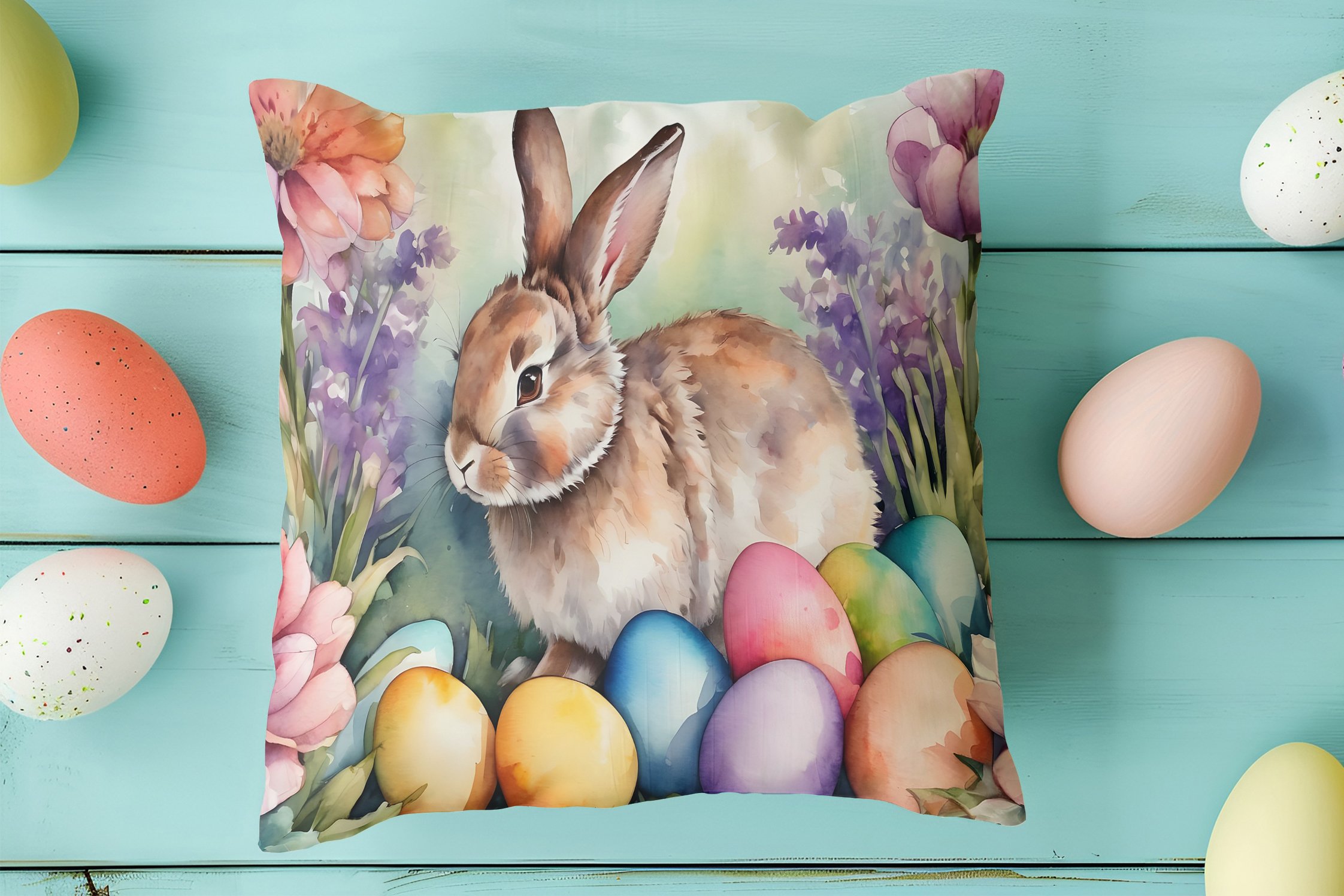Happy Easter / Paskalya Koleksiyonu - Paskalya Tavşanları 2'li Kırlent Paneli Dikilmemiş Kumaş
