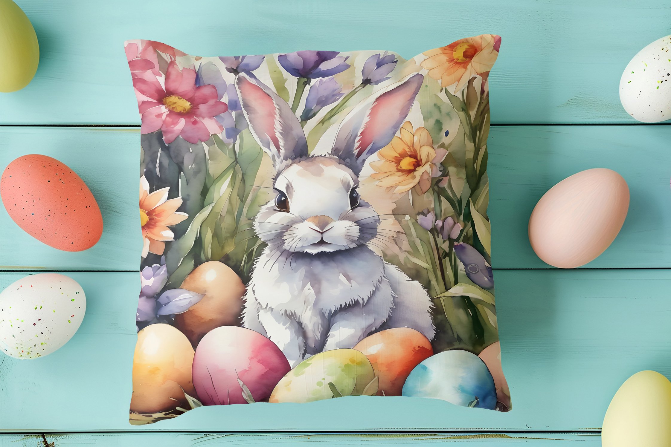 Happy Easter / Paskalya Koleksiyonu - Paskalya Tavşanları 2'li Kırlent Paneli Dikilmemiş Kumaş