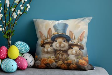 Happy Easter / Easter Collection - Easter Bunnies 2-Pack Cushion Panel Non-Sew Fabric