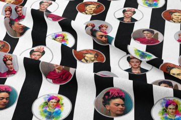 Meksika Esintili Bohem Kolaj Desenli Kumaş – Renkli Dijital Baskılı Dekoratif Kumaş