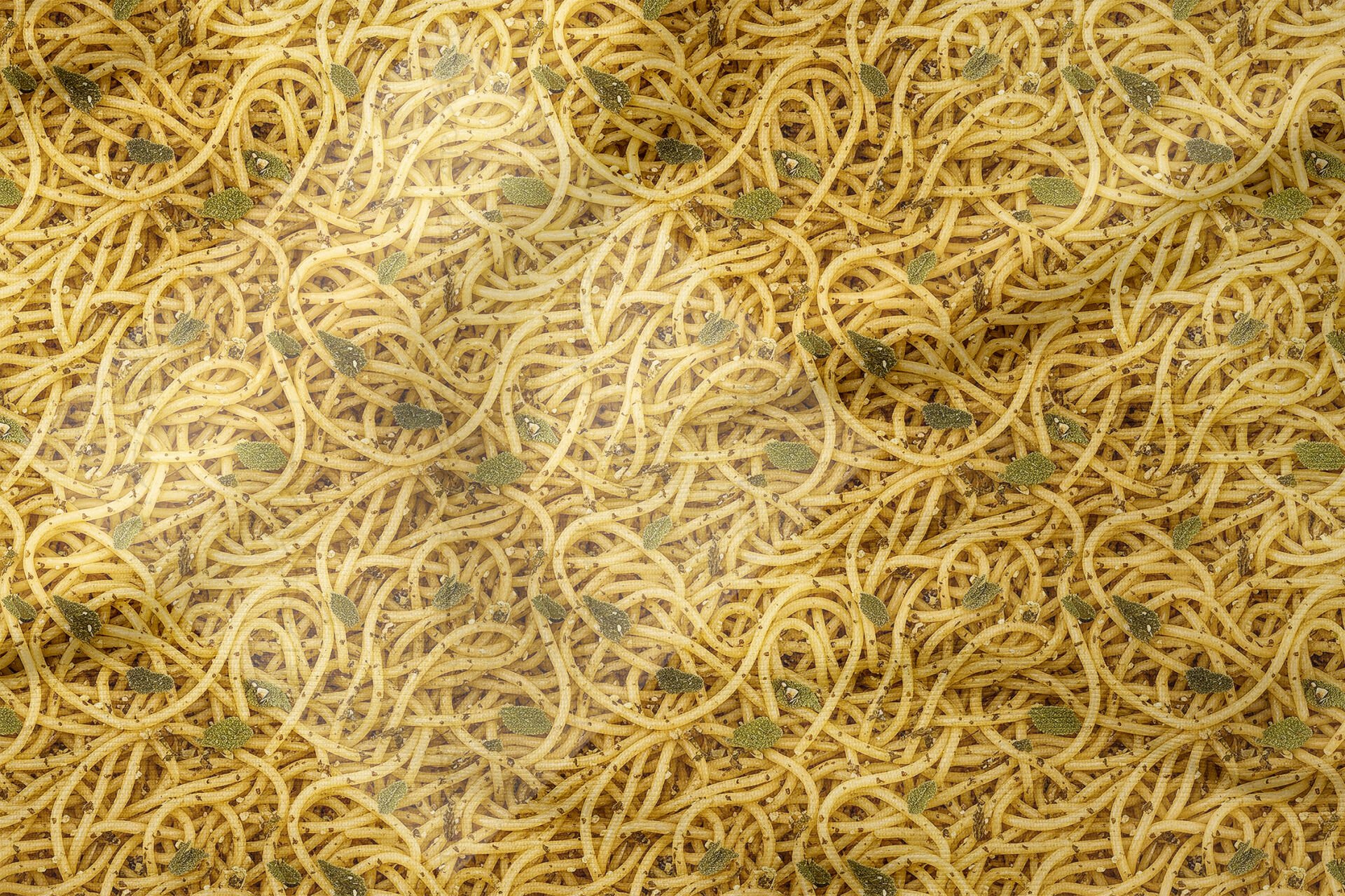 Spagetti Makarna Desenli Mutfak Kumaşı Dekoratif