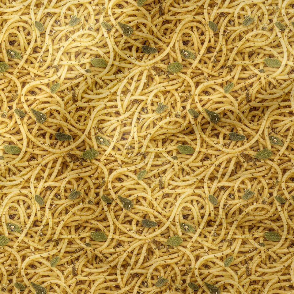 Spagetti Makarna Desenli Mutfak Kumaşı Dekoratif