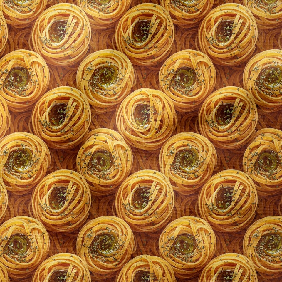 Spagetti Yuvarlak Desenli Dekoratif Mutfak Kumaşı