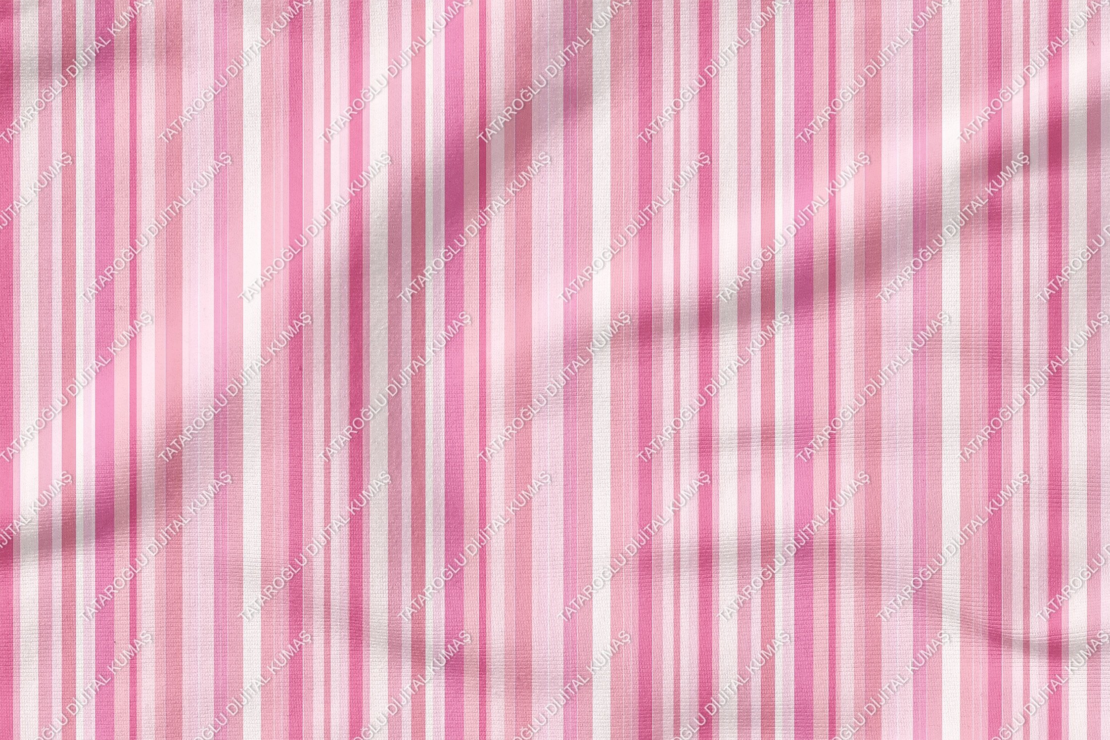 Sevgililer Günü Koleksiyonu-Soft Tonlarda Pembe Çizgili Çok Amaçlı Dekoratif Kumaş