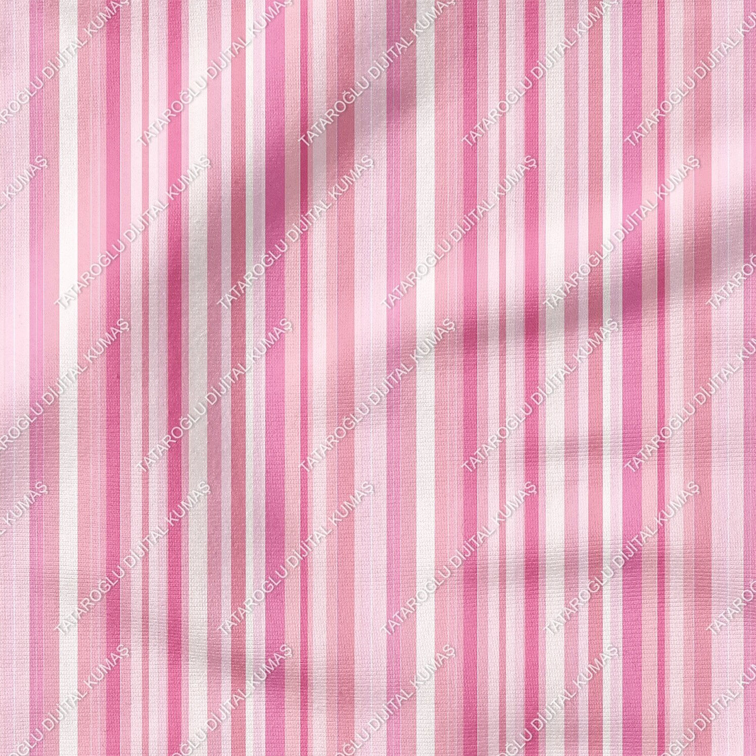 Sevgililer Günü Koleksiyonu-Soft Tonlarda Pembe Çizgili Çok Amaçlı Dekoratif Kumaş