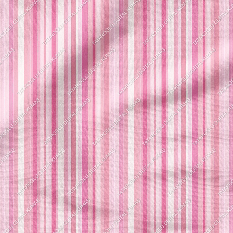 Sevgililer Günü Koleksiyonu-Soft Tonlarda Pembe Çizgili Çok Amaçlı Dekoratif Kumaş