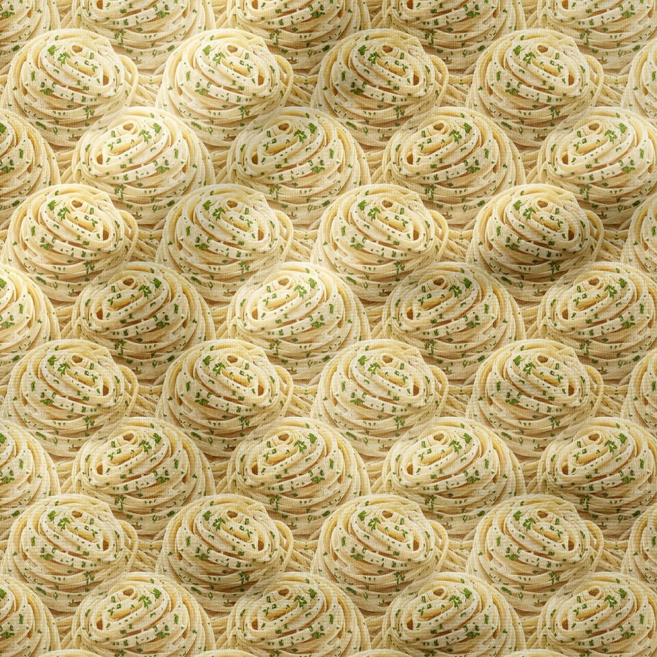 Krem Spagetti Desenli Dekoratif Mutfak Kumaşı
