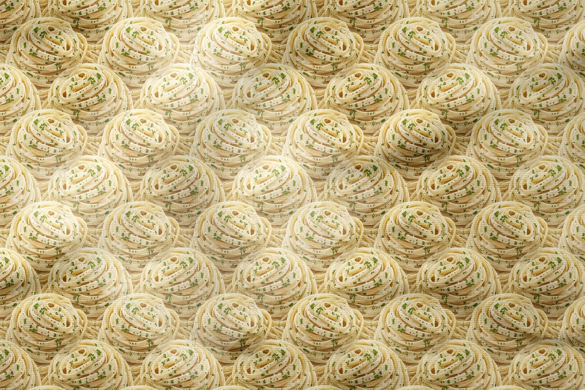 Krem Spagetti Desenli Dekoratif Mutfak Kumaşı