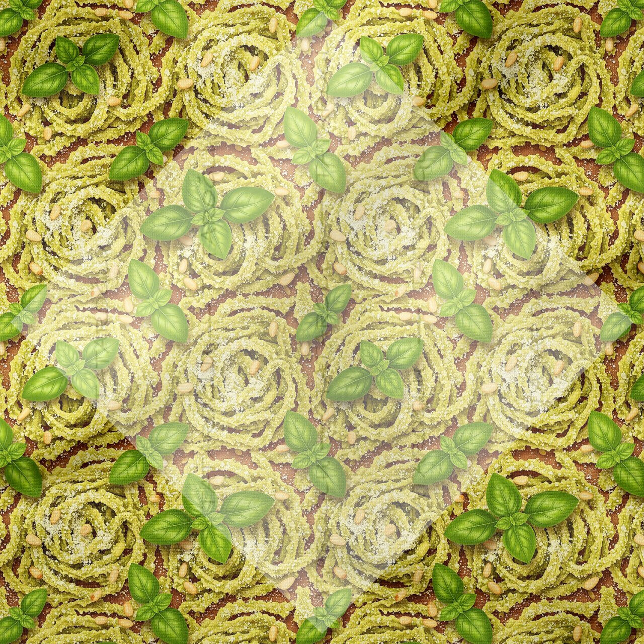 Pesto Spagetti Desenli Dekoratif Mutfak Kumaşı