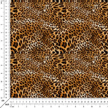 Kahve Tonlu Efektli Leopar Desenli Dijital Baskılı Kumaş