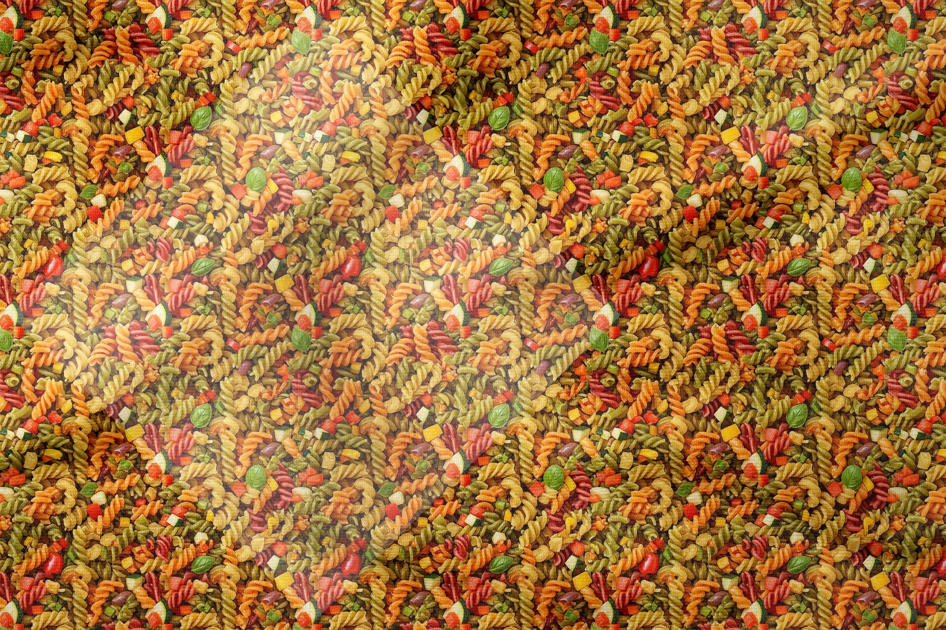 Fusilli Makarna Desenli Dekoratif Mutfak Kumaşı