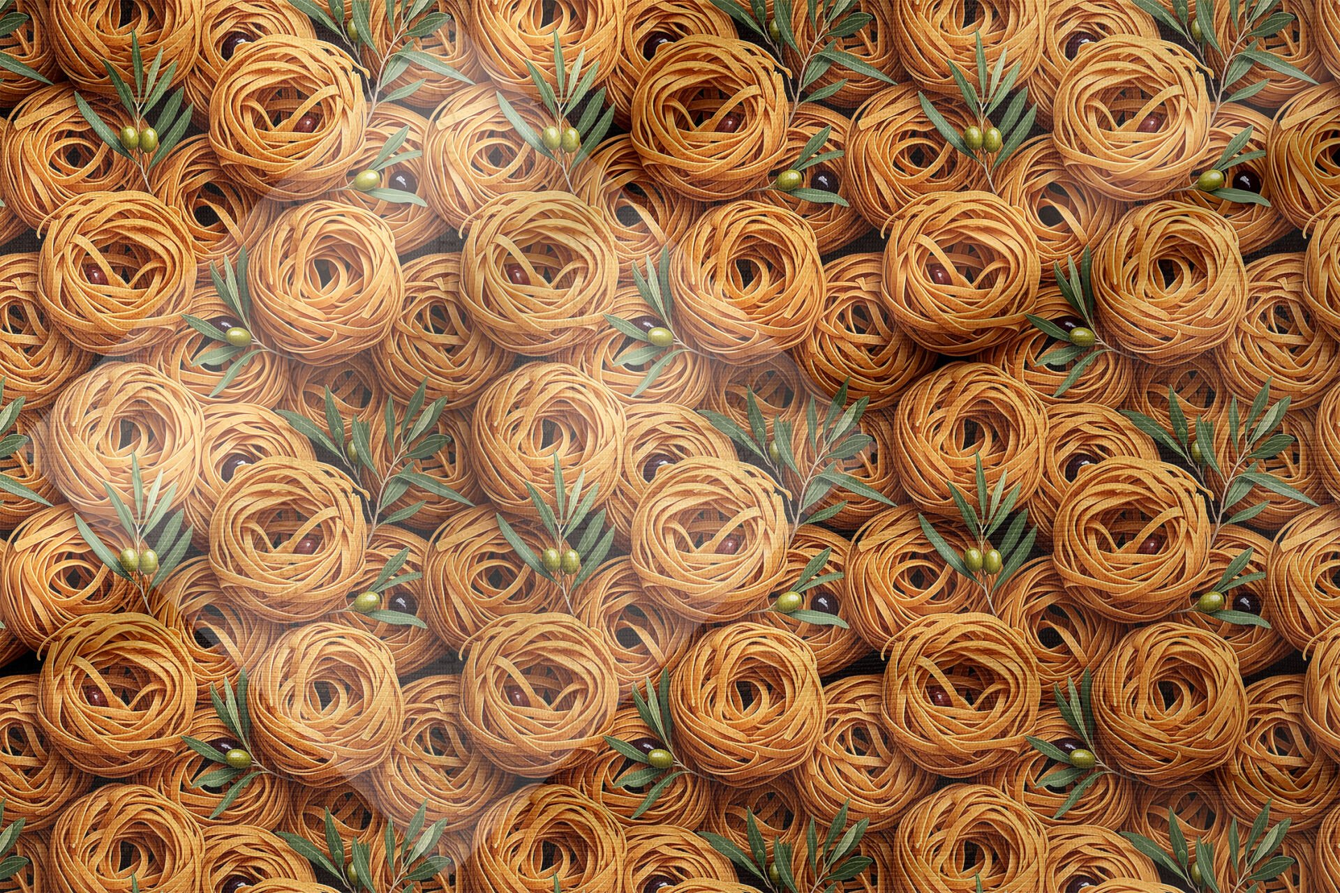 Tagliatelle Makarna Desenli Dekoratif Mutfak Kumaşı