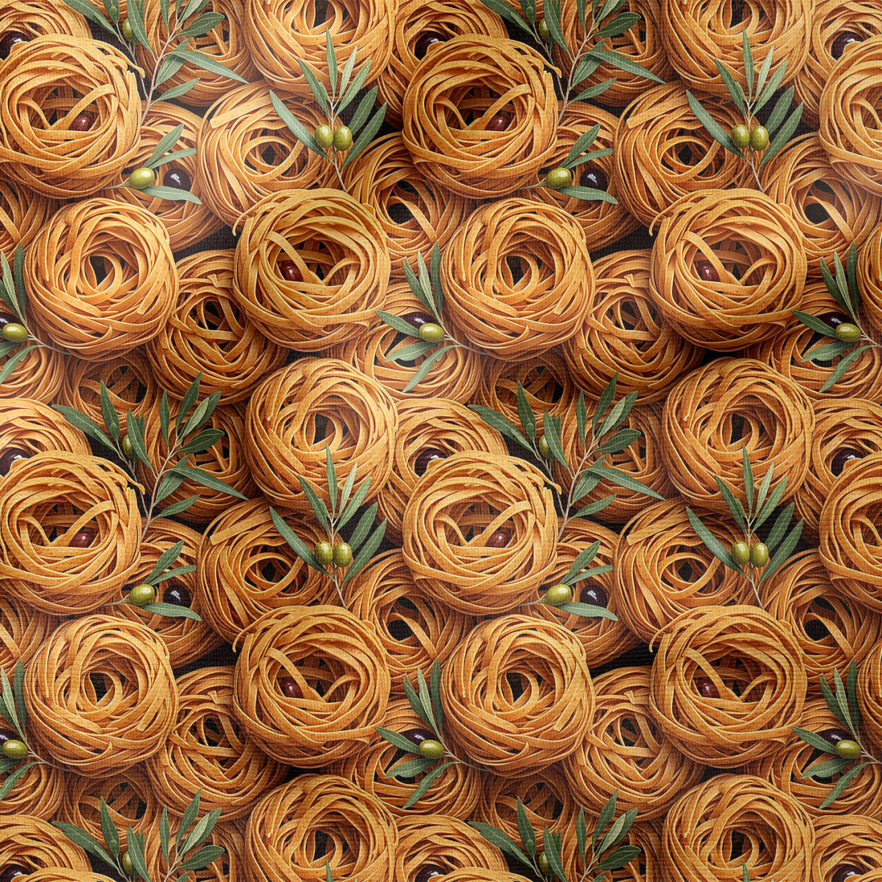 Tagliatelle Makarna Desenli Dekoratif Mutfak Kumaşı