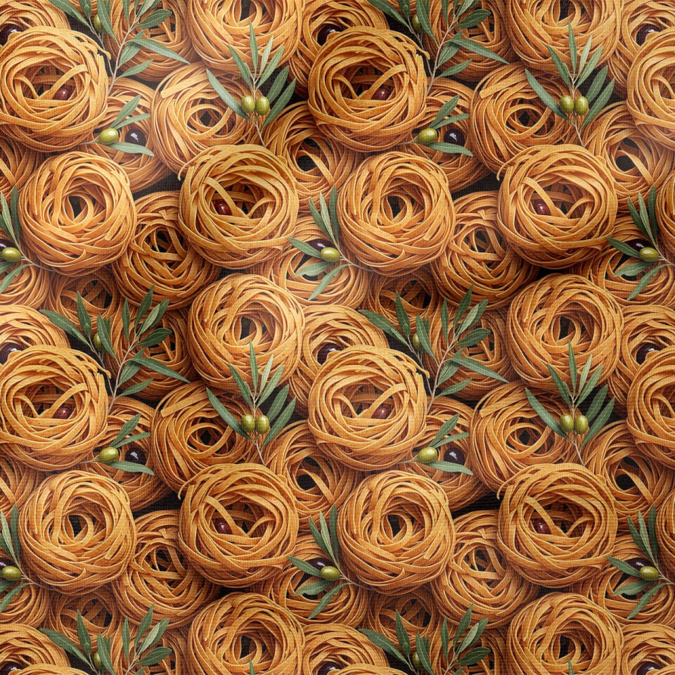 Tagliatelle Makarna Desenli Dekoratif Mutfak Kumaşı