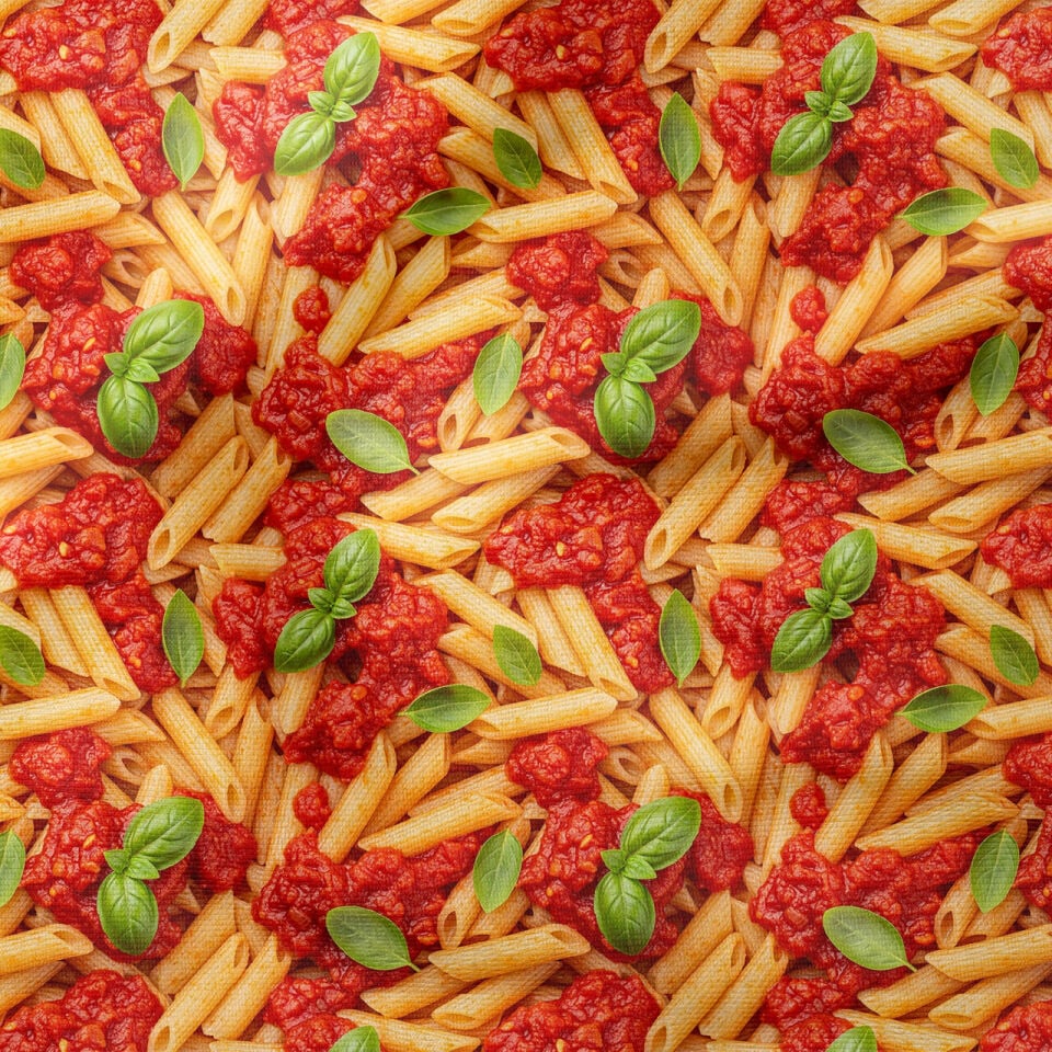 Penne Makarna Desenli Dekoratif Mutfak Kumaşı
