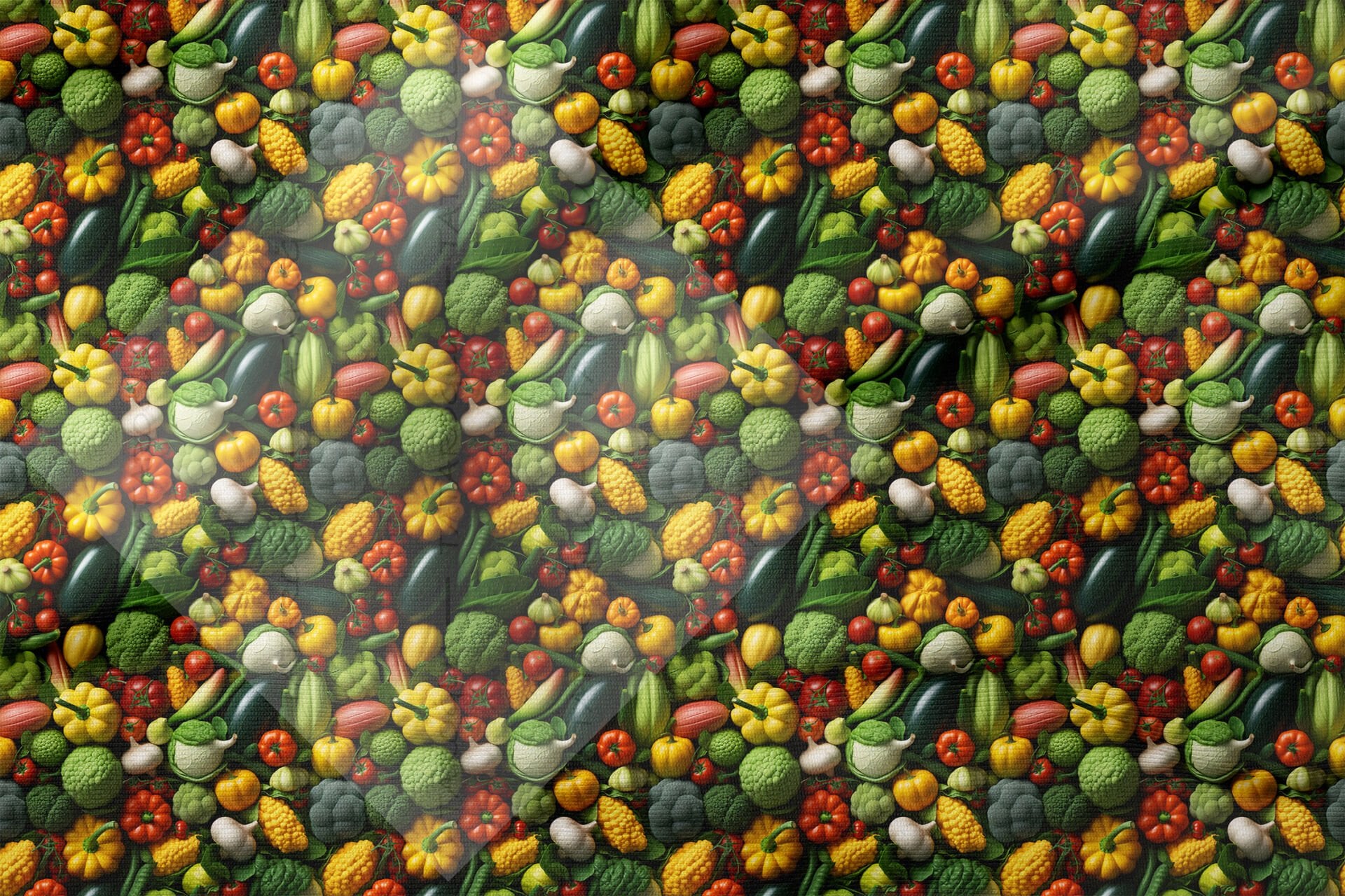 Karışık Sebze Desenli Dekoratif Mutfak Kumaşı