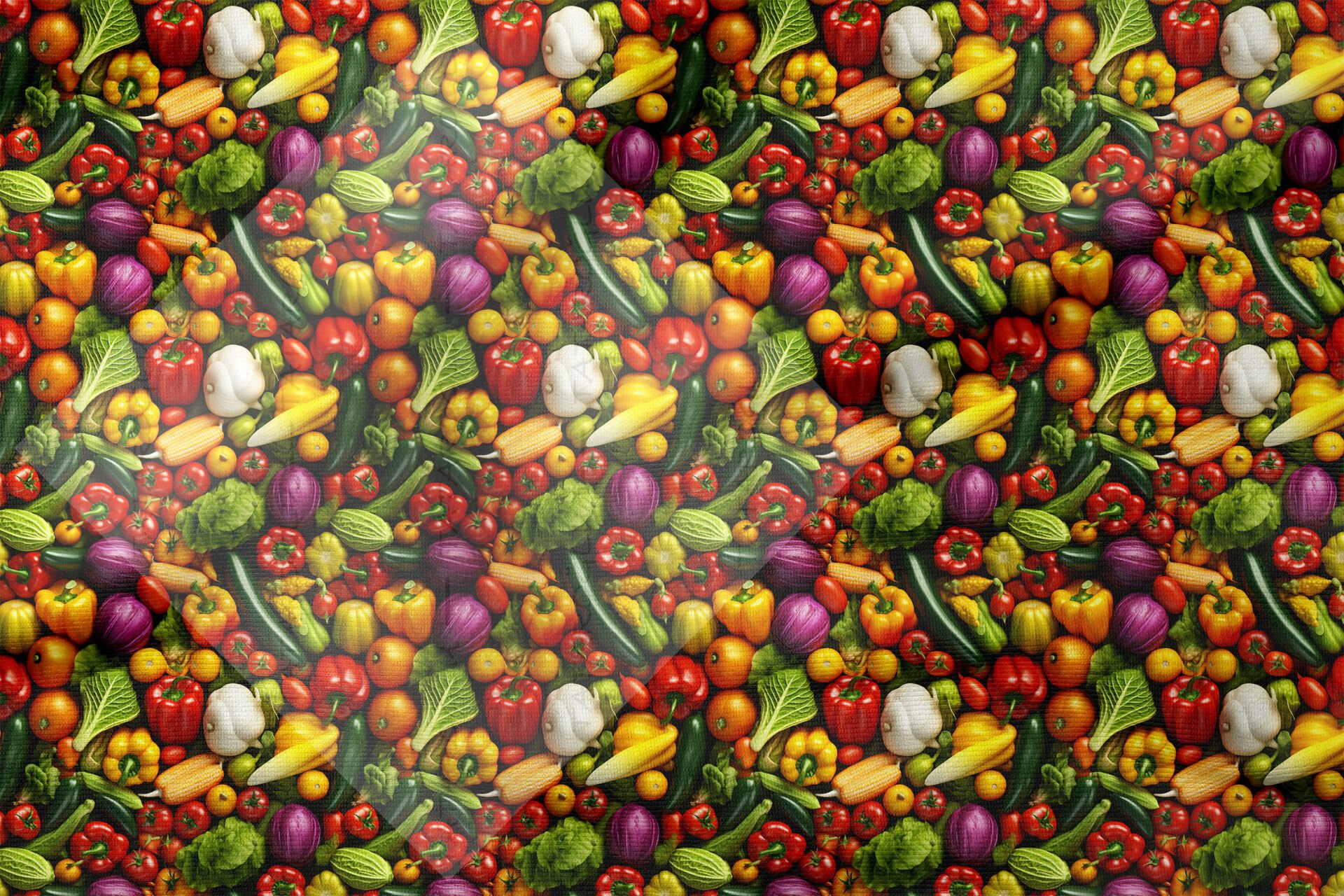 Renkli Sebze Desenli Dekoratif Mutfak Kumaşı