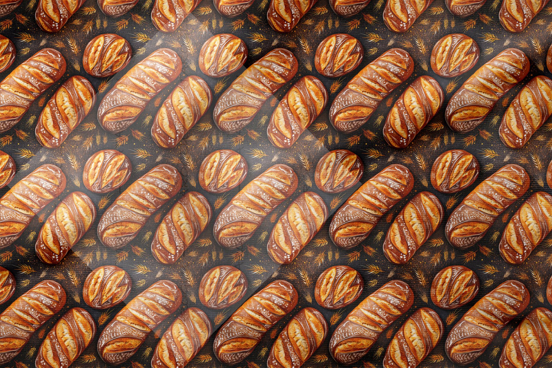 Ekmek Desenli Dekoratif Mutfak Kumaşı