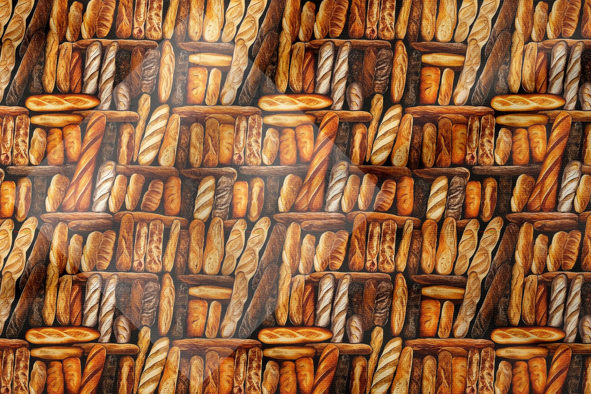 Rustik Ekmek Rafı Desenli Dekoratif Mutfak Kumaşı