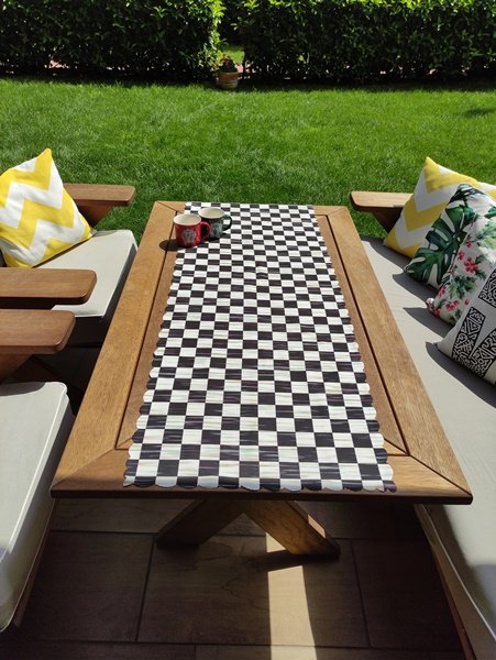 Laser Cut Runner with Effect Checkerboard Pattern