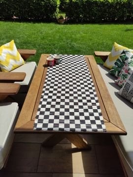 Laser Cut Runner with Effect Checkerboard Pattern