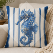 2’li Denizatı Desenli Dikilmemiş Kırlent Paneli 45x45 Coastal Marin Dekor