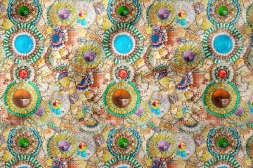 Boncuklu, İncili, Seramikli Patchwork Desenli Kumaş
