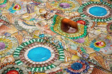 Boncuklu, İncili, Seramikli Patchwork Desenli Kumaş
