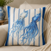 2’li Kalamar Desenli Dikilmemiş Kırlent Paneli 45x45 Coastal Marin Dekor