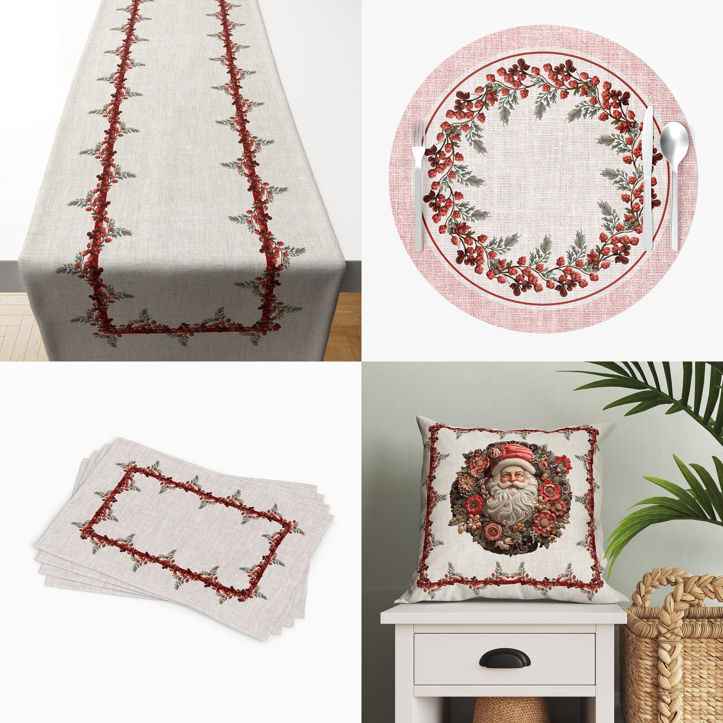 Christmas Collection - Linen Effect Vines