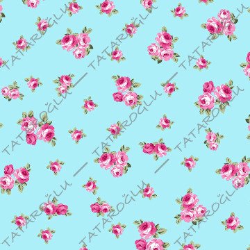 Turquoise Based Crisp Floral Patterned Digital Printed Fabric