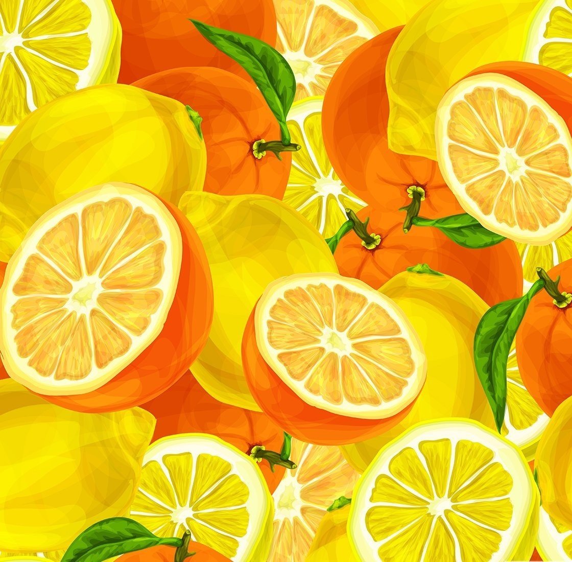 Narenciye Portakal Limon Desenli Dijital Baskı Kumaş(SONBAHAR İNDİRİMİ)