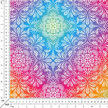Renkli Geometrik Desenli Dijital Baskılı Kumaş