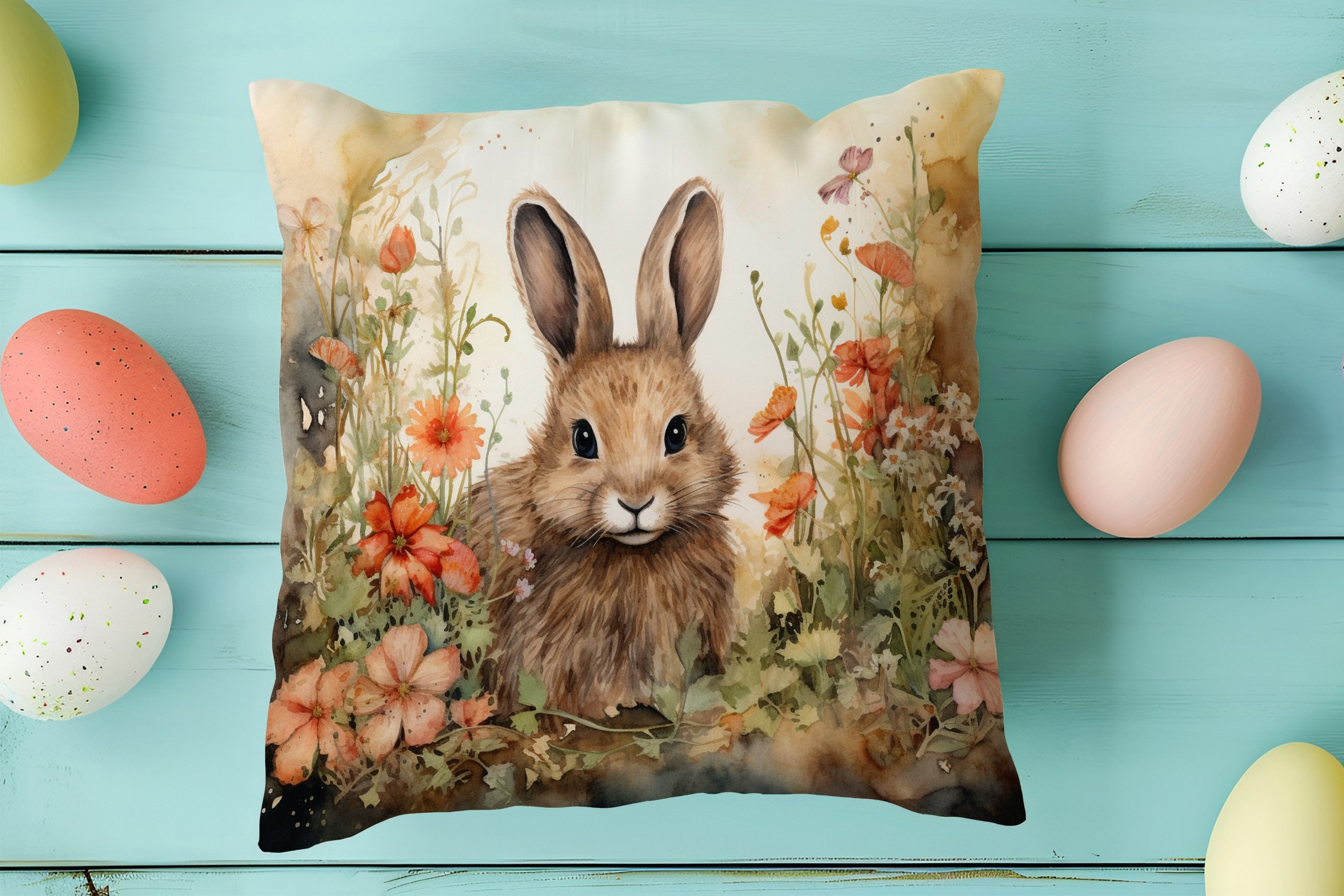 Happy Easter / Paskalya Koleksiyonu - Vintage Sevgili Paskalya Tavşanları 2'li Kırlent Paneli Dikilmemiş Kumaş
