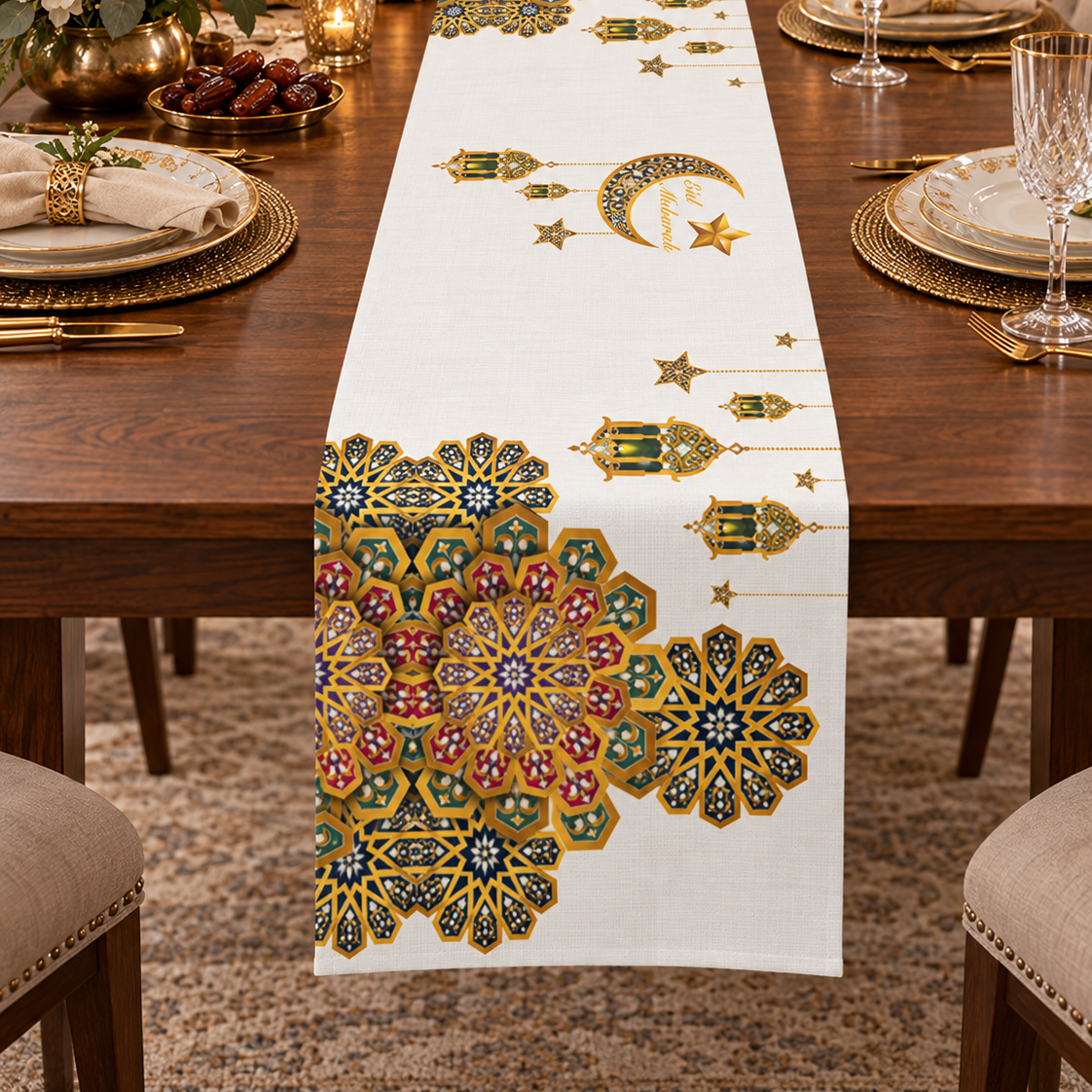 Ramazan Runner Panel – Renkli Mozaik ve Fener Desenli