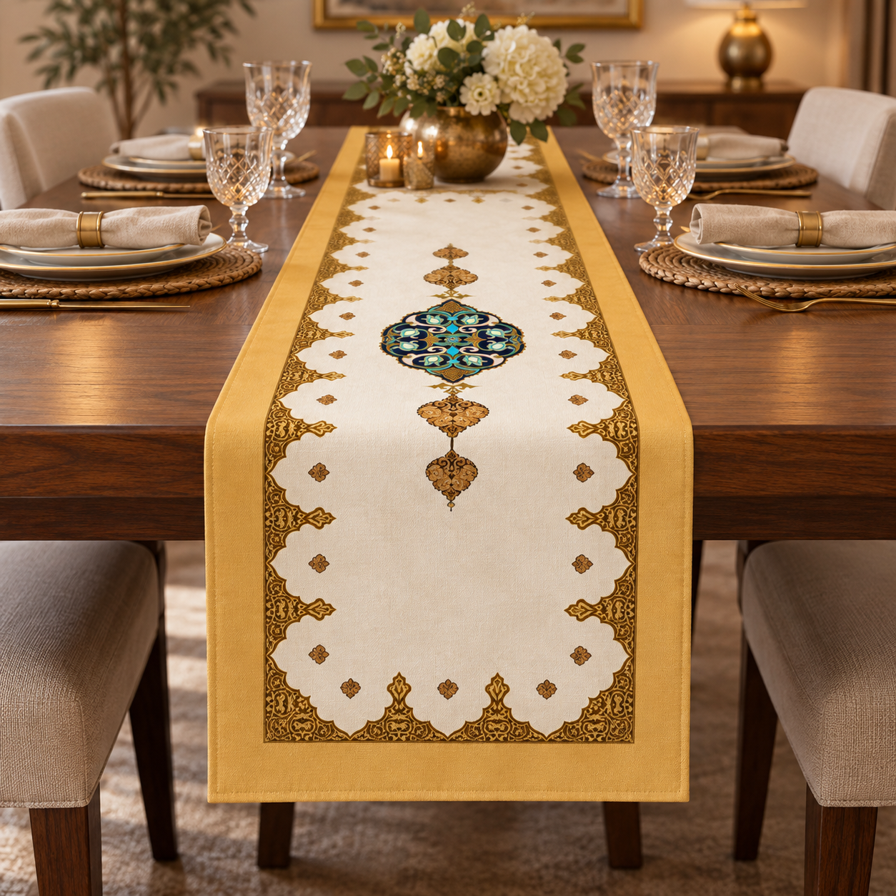 Ramazan Runner Panel – Gold Osmanlı Motifli
