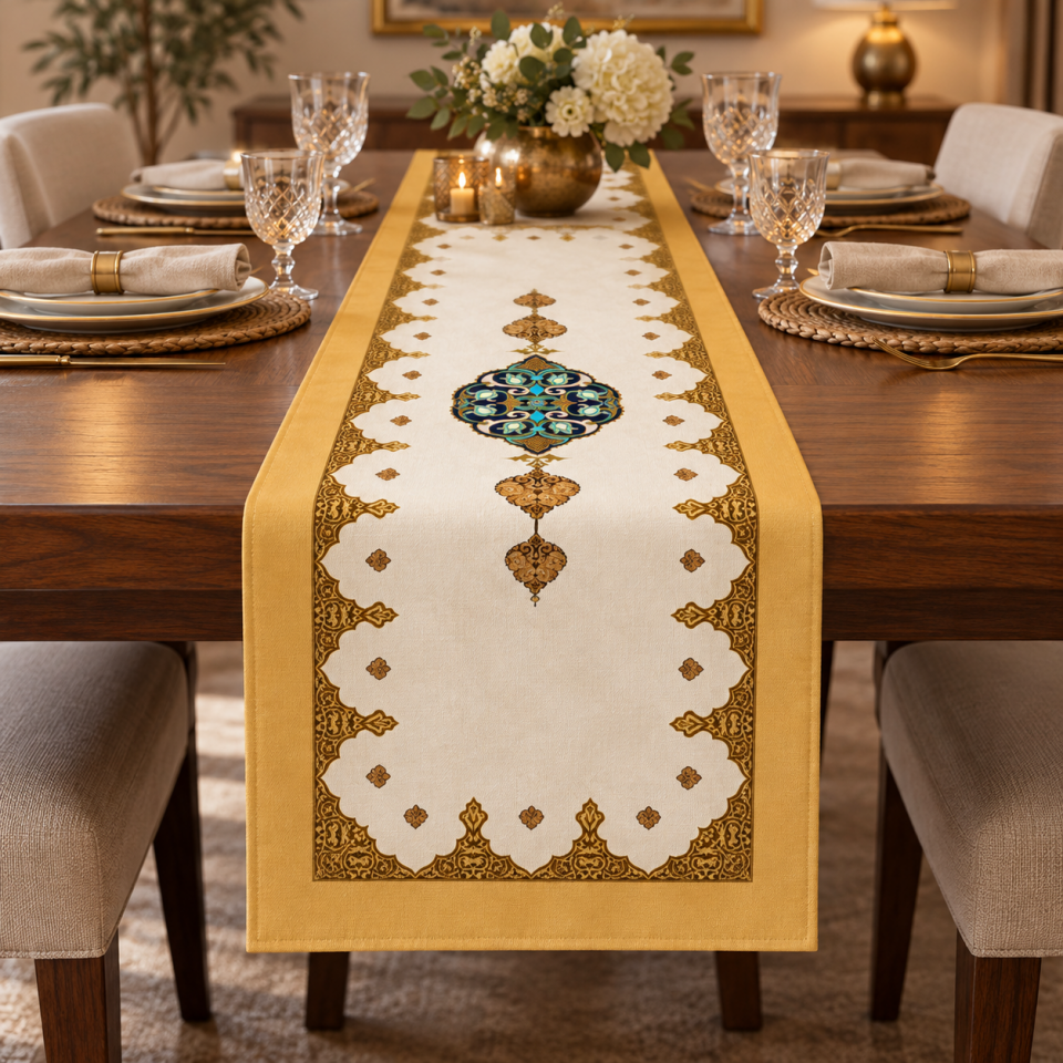 Ramazan Runner Panel – Gold Osmanlı Motifli