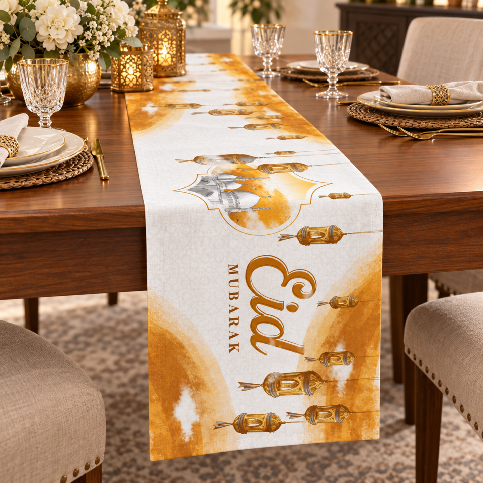 Bayram Runner Panel – Gold Fenerli Eid Mubarak