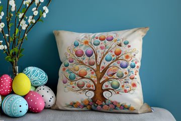 Happy Easter / Easter Collection - Vintage Dear Easter Bunnies 2-Pack Cushion Panel Non-Sew Fabric
