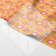 Retro Elma Desenli Kumaş | Dijital Baskılı Leke Tutmaz Dekoratif Kumaş 143 cm